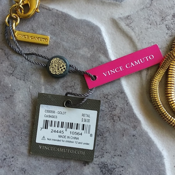 Vince Camuto Chic Goldtone Thick Snake Chain Tassel Necklace - Picture 7 of 8